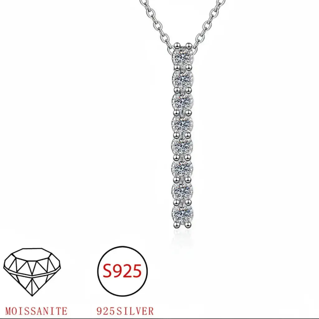 Round Brilliant Cut Moissanite Necklace Clavicle Chain S925