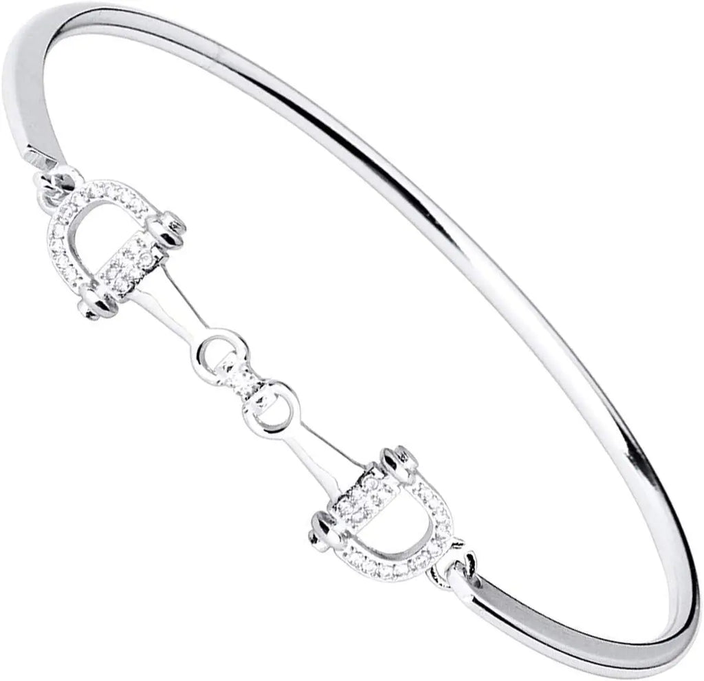 Horse Snaffle Bit Crystal Easy Hook Clasp Charm Bracelet 