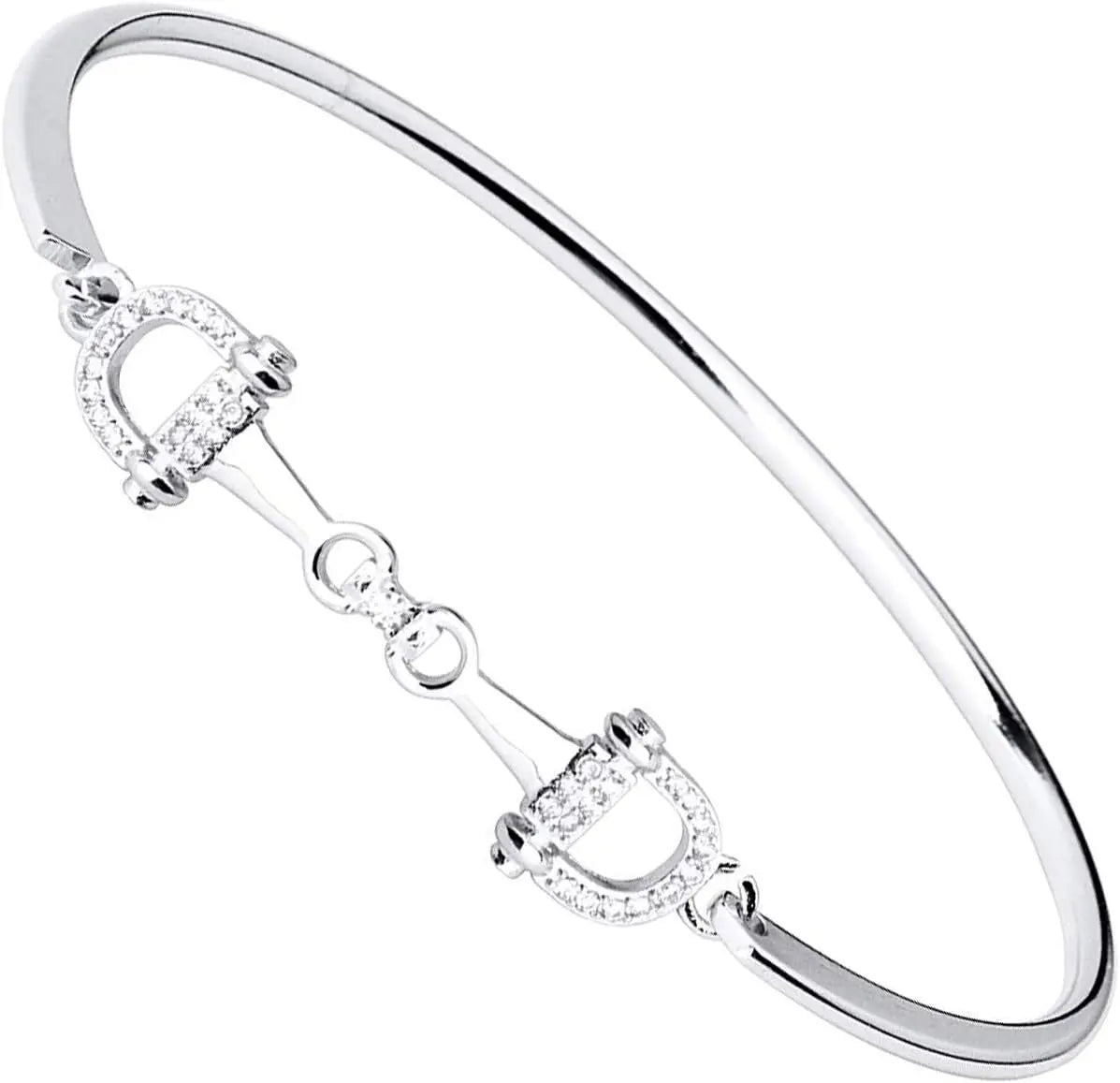 Horse Snaffle Bit Crystal Easy Hook Clasp Charm Bracelet 