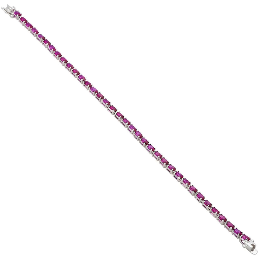 Created Ruby Gemstone Tennis Bracelet in Sterling Silver