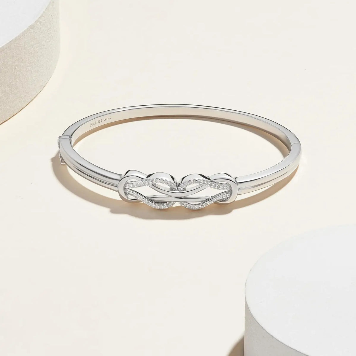 Sterling Silver Diamond Double Knot Bangle Bracelet, 7" (0.25 Cttw, J Color, I3 Clarity)