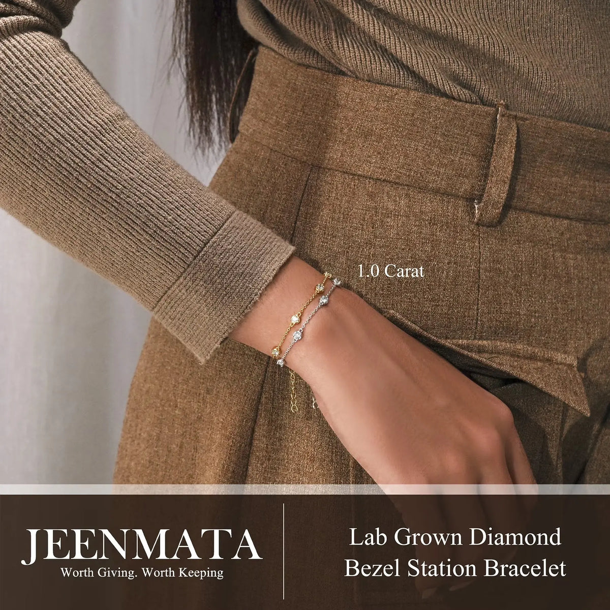 1 Carat Lab Grown Diamond Bezel Station Bracelet
