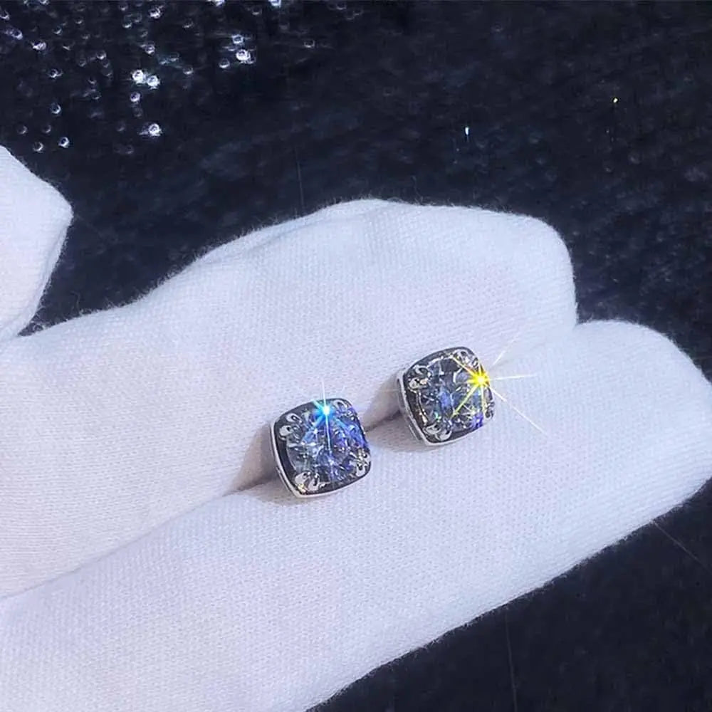 2 Carat Moissanite Stud Earrings, 925 Silver | 8-Prong Set, GRA Certificate, 1 Carat Each, Brilliant Round, Hypoallergenic