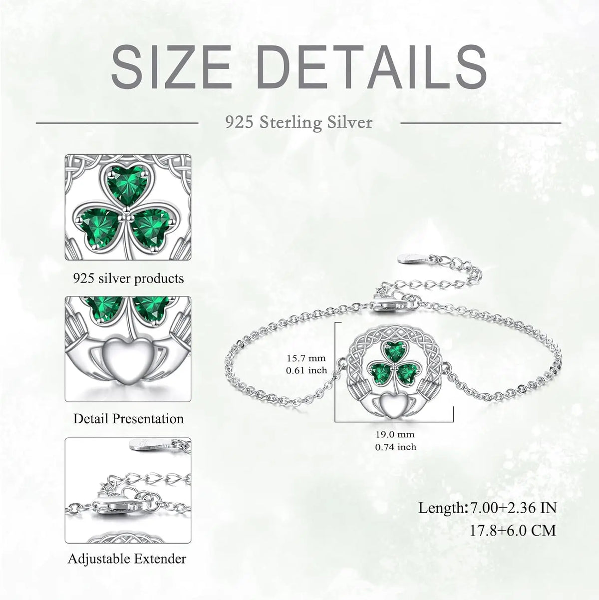 925 Sterling Silver Clover Bracelet 