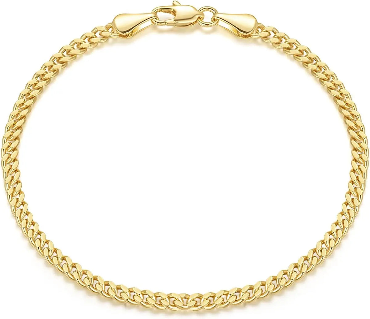 14K Gold 3Mm Classic Cuban Bracelet