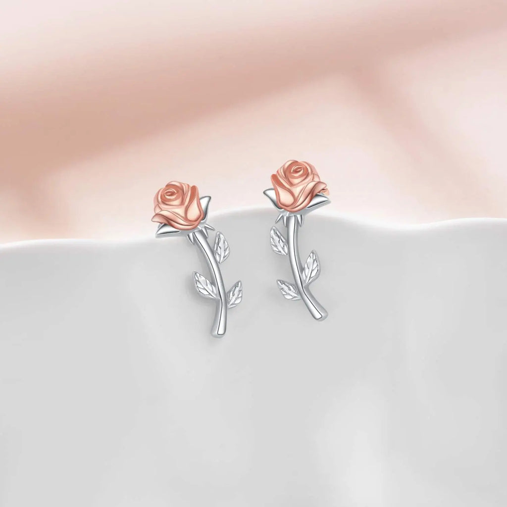 Rose Stud Earrings 925 Sterling Silver 