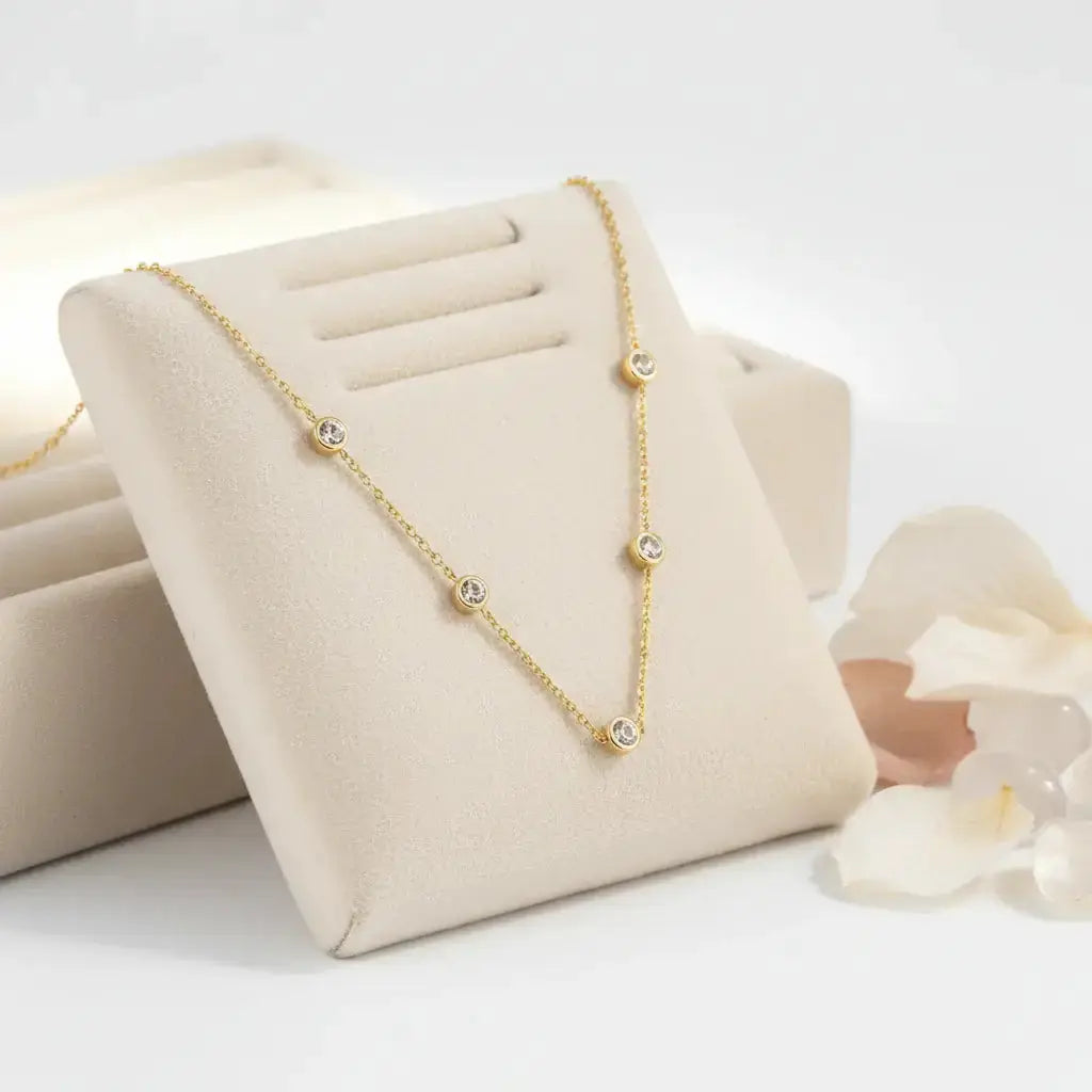 Moissanite Bubble Set Necklace 925 Sterling Silver Moissanite