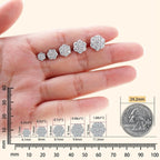 Flower Stud Earrings, 925 Sterling Silver Moissanite