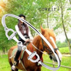 Horse Snaffle Bit Crystal Easy Hook Clasp Charm Bracelet 