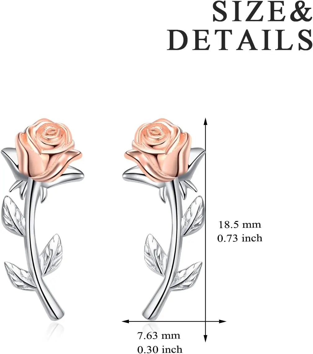Rose Stud Earrings 925 Sterling Silver 