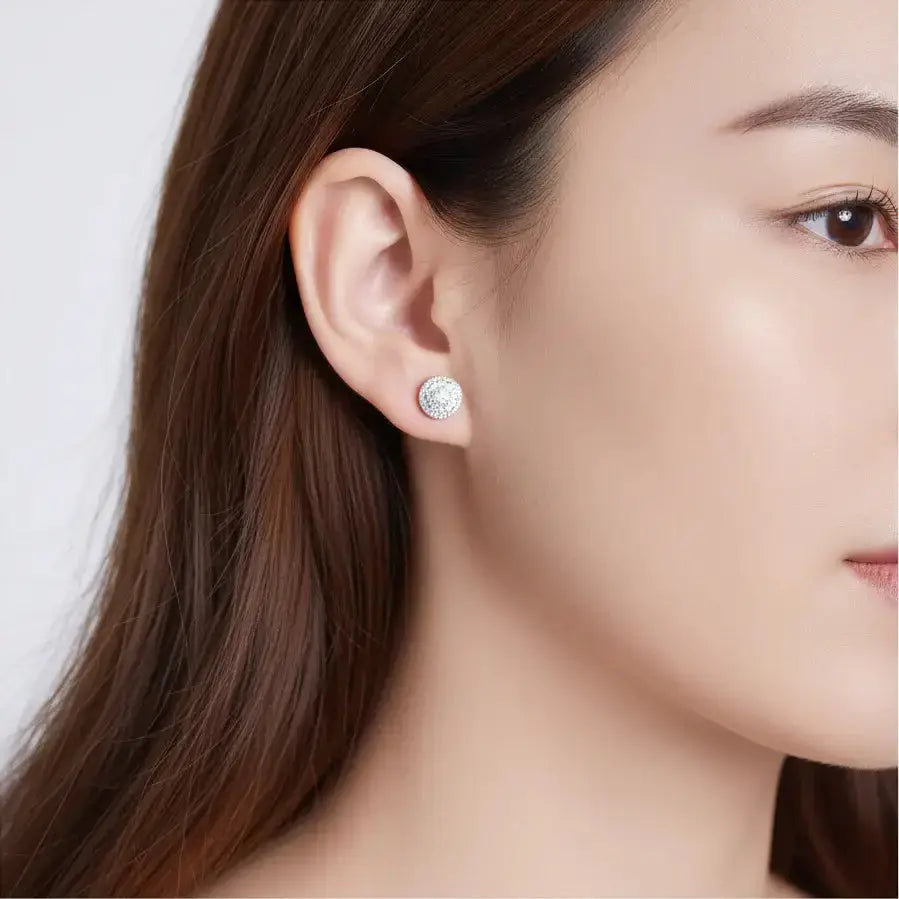 Women'S Sterling Silver Moissanite Stud Earrings 925 Sterling Silver