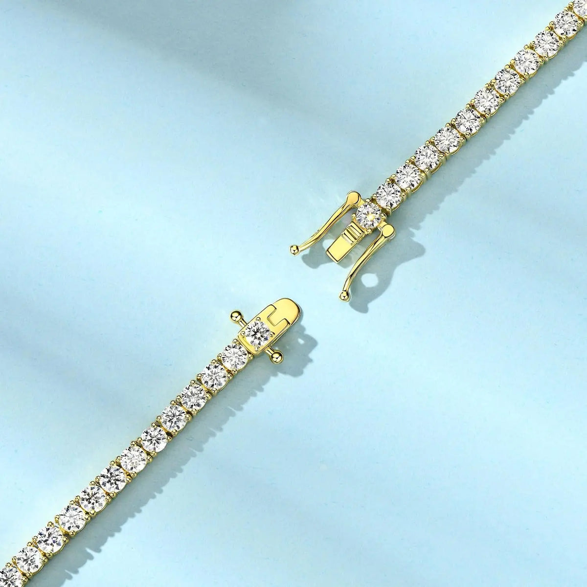 Moissanite Tennis Bracelet 14K Gold Plated