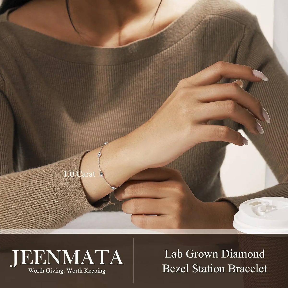 1 Carat Lab Grown Diamond Bezel Station Bracelet