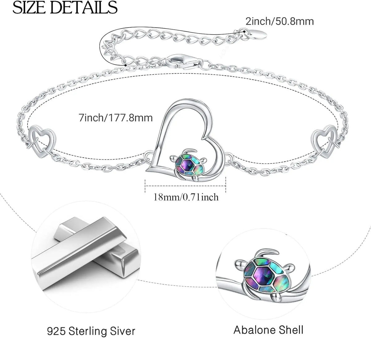 Sea Turtle Bracelet Sterling Silver 