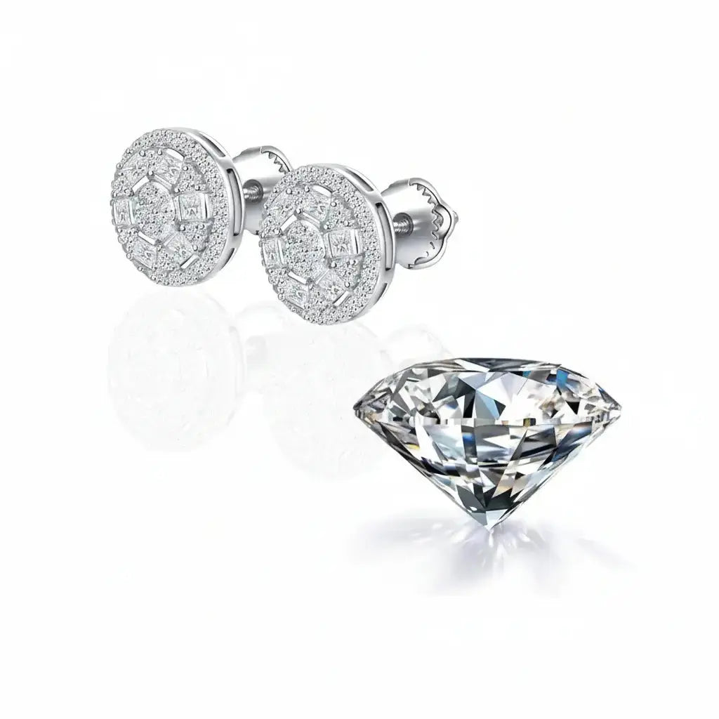 Women'S Sterling Silver Moissanite Stud Earrings 925 Sterling Silver