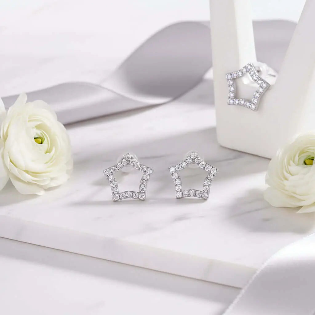 Mini Moissanite Stud Earrings – S925 Sterling Silver Platinum-Plated