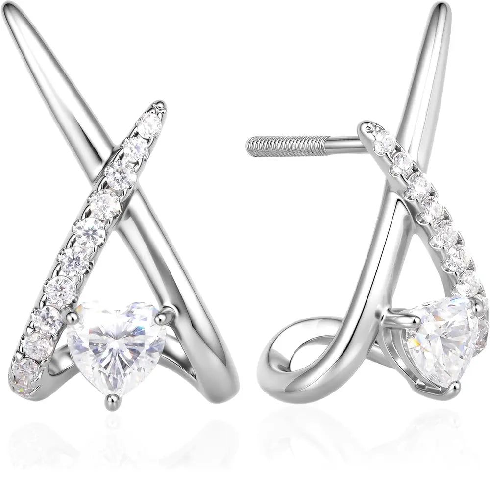 Moissanite Heart Stud Earrings
