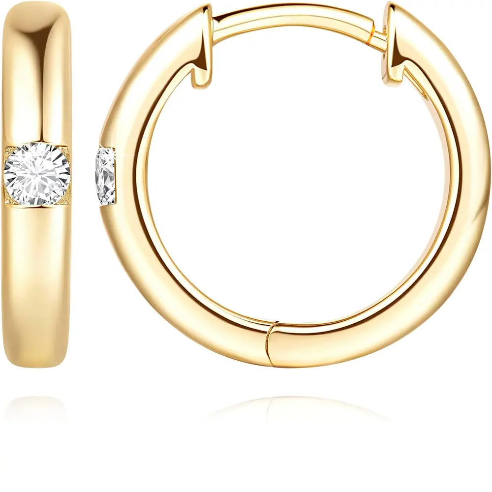 14K Gold Small Huggie Hoop Earrings 