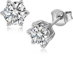Moissanite Stud Earrings, 925 Sterling Silver Hypoallergenic Brilliant round