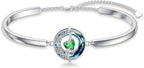 Sterling Silver Birthstone Bracelet with Austrian Crystal - Moon and Star