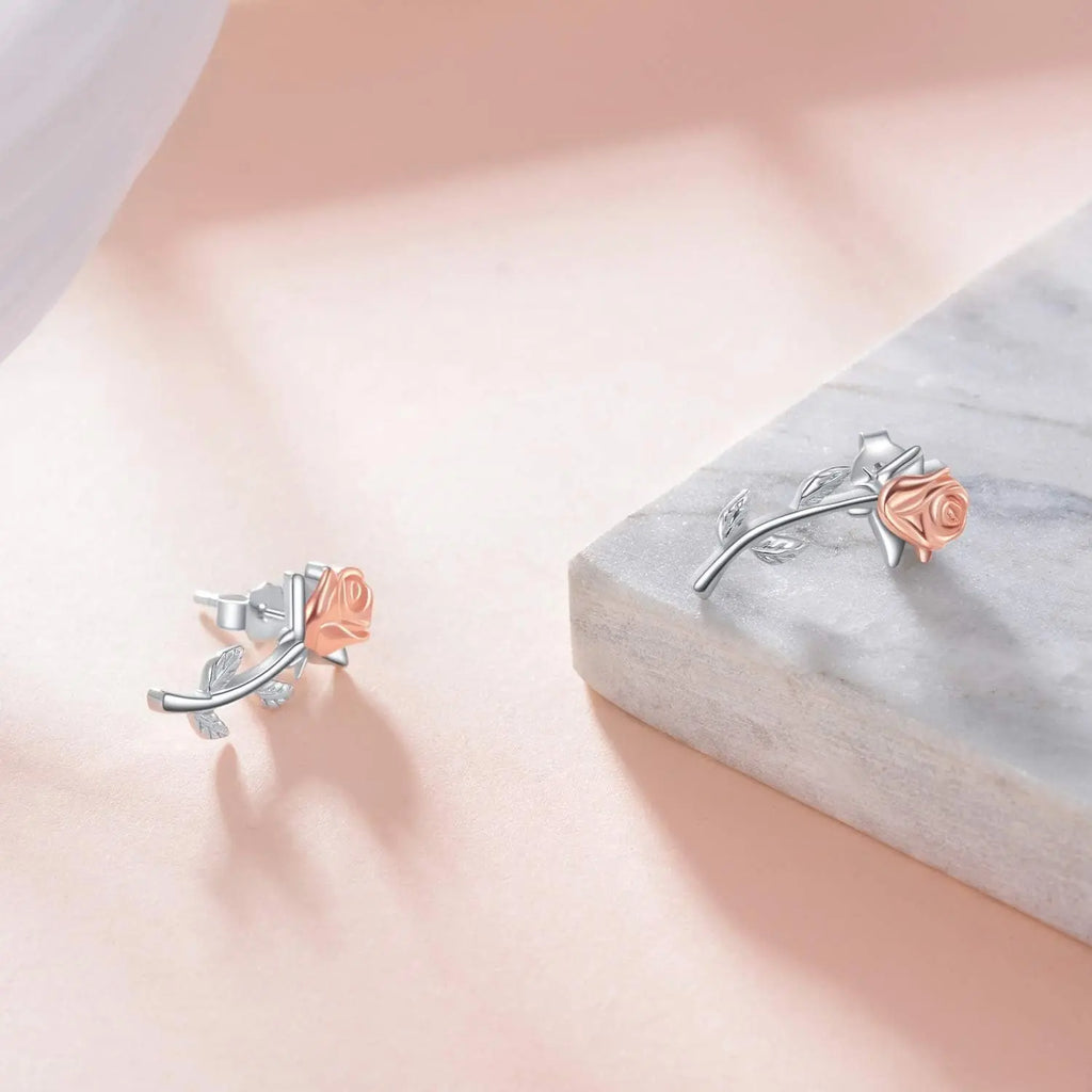 Rose Stud Earrings 925 Sterling Silver 
