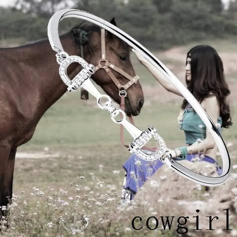 Horse Snaffle Bit Crystal Easy Hook Clasp Charm Bracelet 