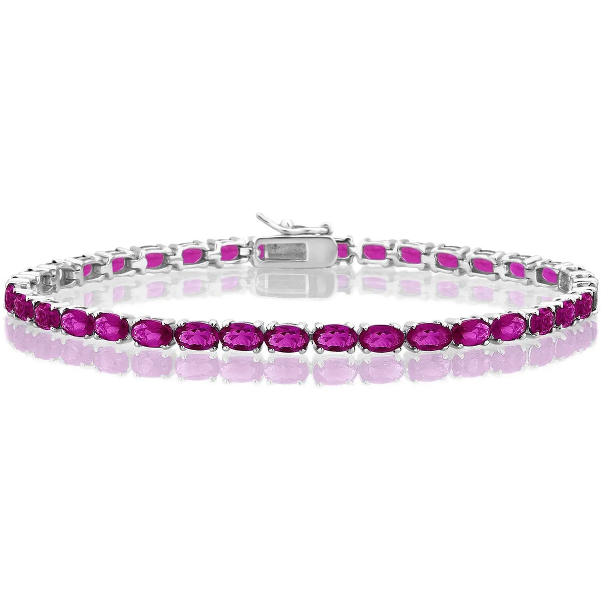 Created Ruby Gemstone Tennis Bracelet in Sterling Silver