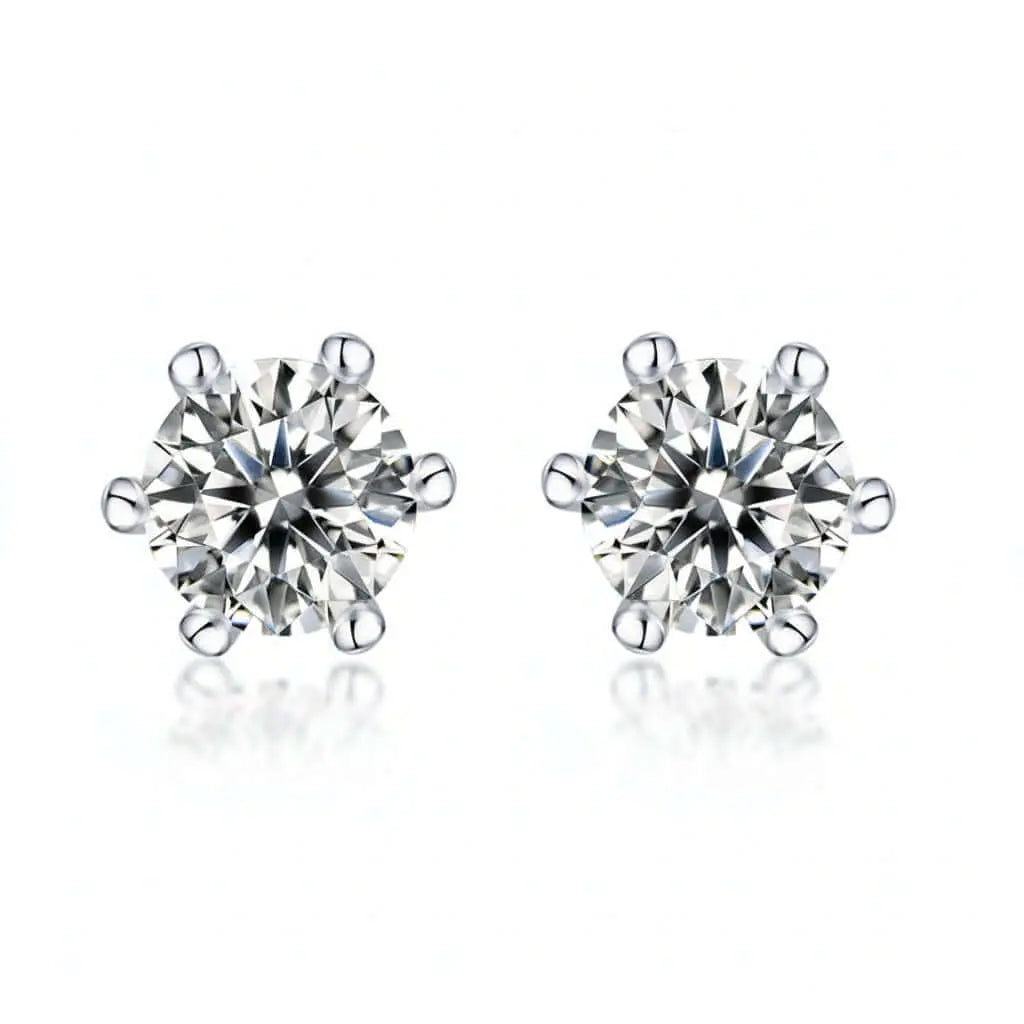 0.5 Carat Moissanite Stud Earrings – S925 Sterling Silver Six-Prong