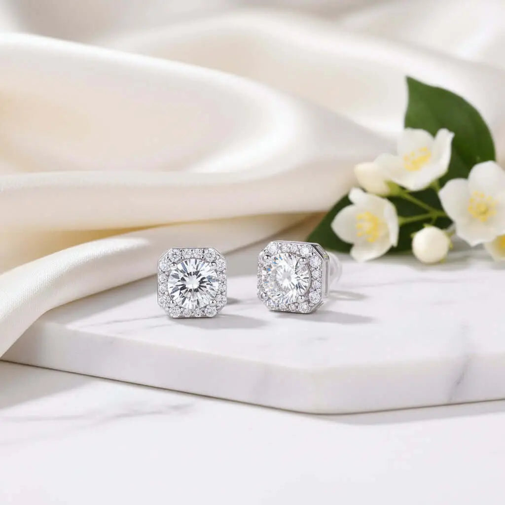 1 Carat Heart Moissanite Stud Earrings – S925 Sterling Silver