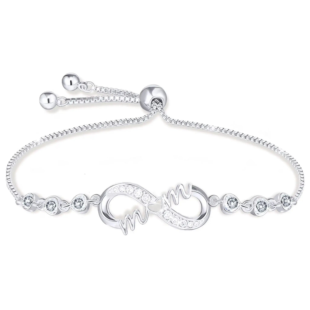 S925 Sterling Silver Plated Infinite Love Heart Mom Bracelet