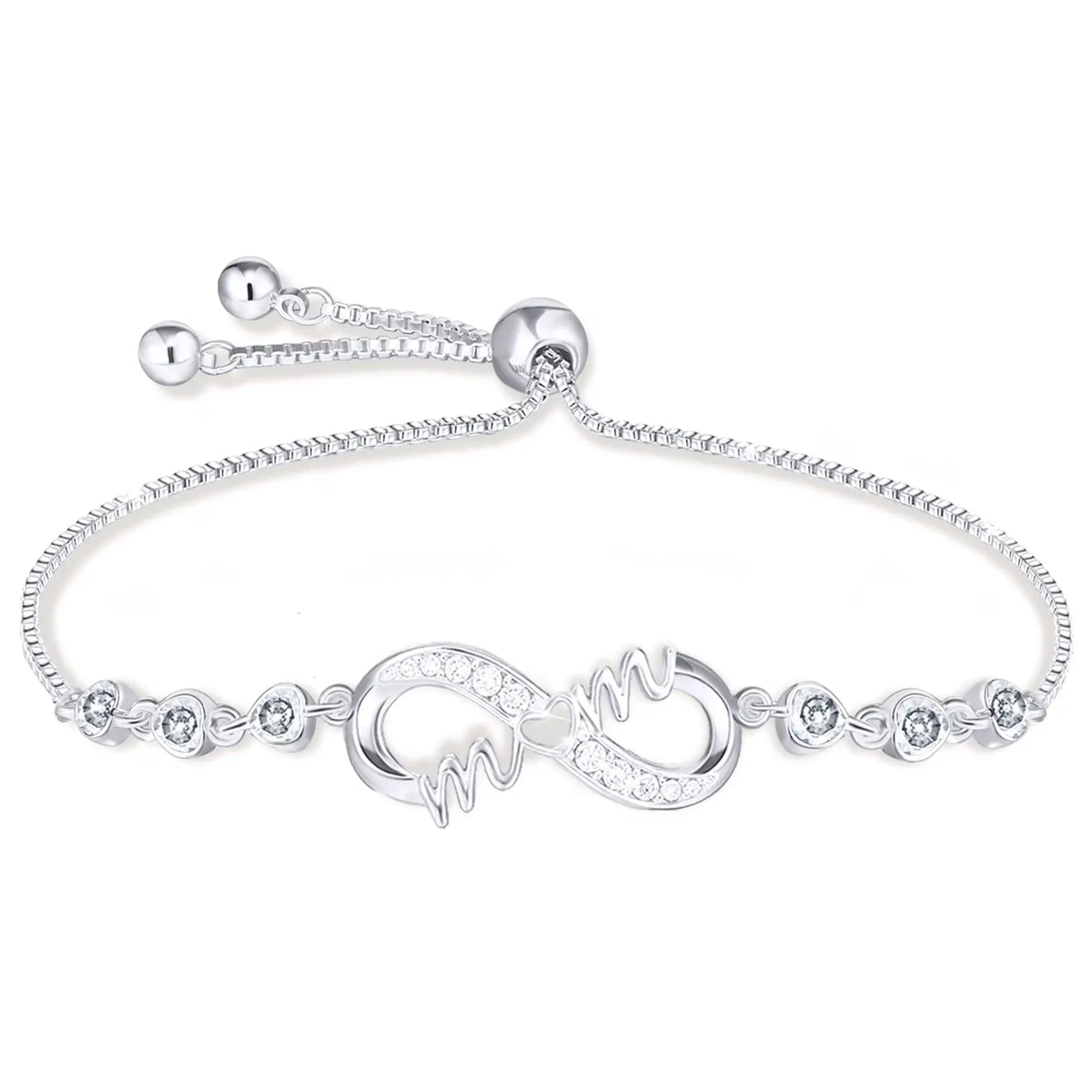 S925 Sterling Silver Plated Infinite Love Heart Mom Bracelet