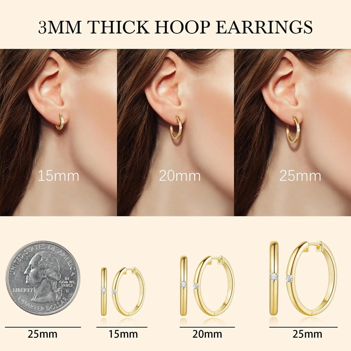 14K Gold Small Huggie Hoop Earrings 