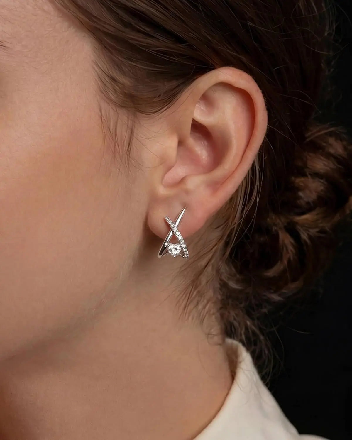 Moissanite Heart Stud Earrings