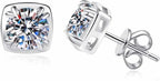 2 Carat Moissanite Stud Earrings, 925 Silver | 8-Prong Set, GRA Certificate, 1 Carat Each, Brilliant Round, Hypoallergenic
