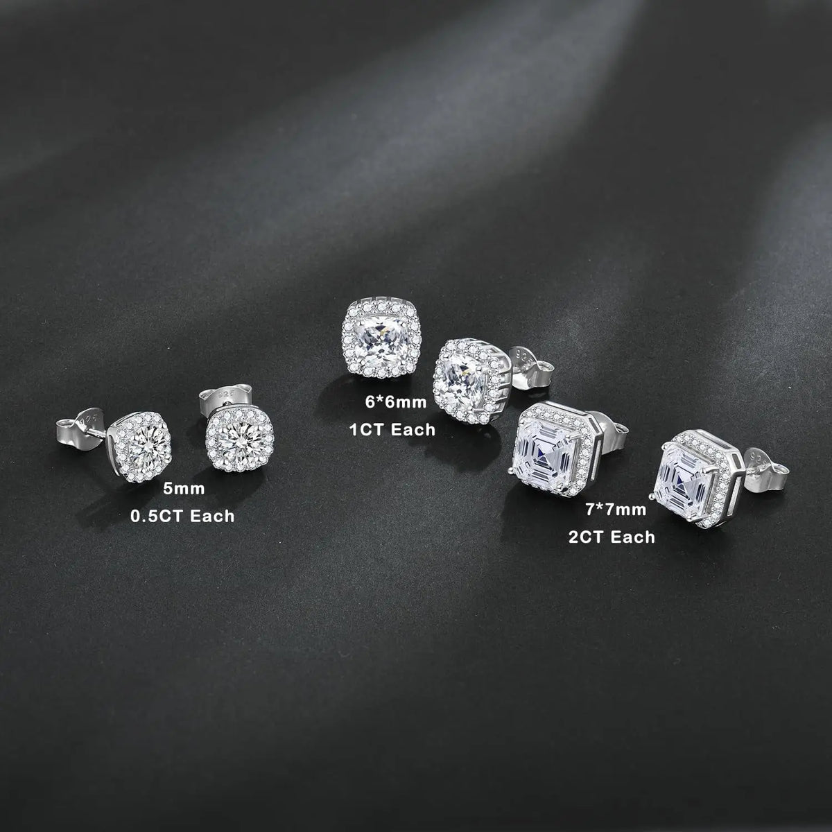 Lab Created Moissanite 925 Sterling Silver Halo Earrings 