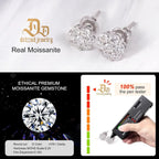 Flower Stud Earrings, 925 Sterling Silver Moissanite