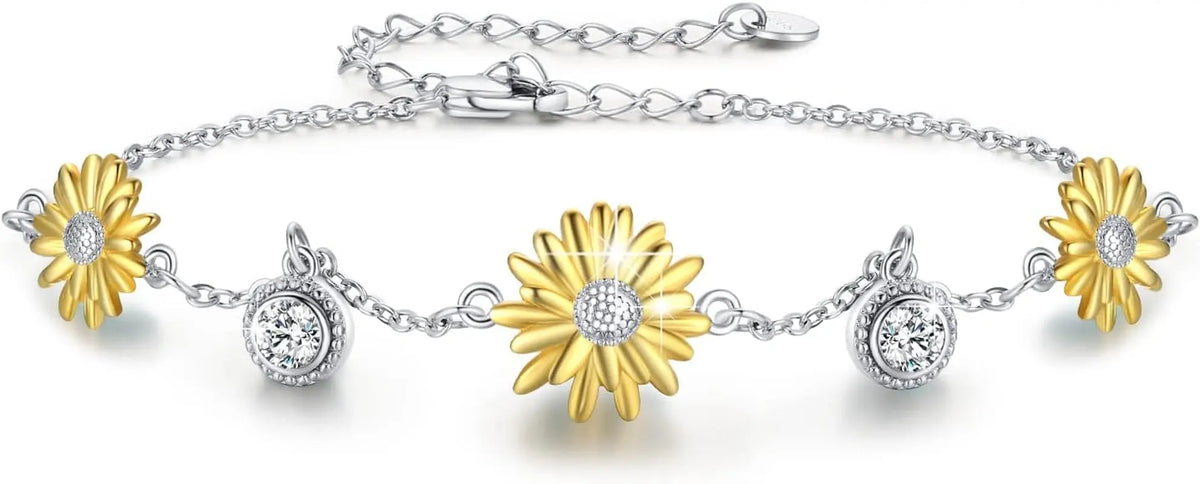 Sunflower Bracelet/Anklet 925 Sterling Silver