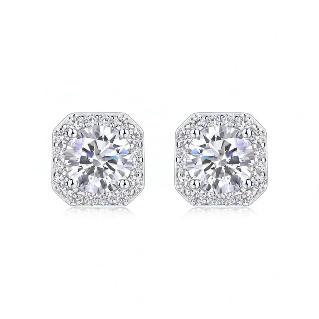 1 Carat Heart Moissanite Stud Earrings – S925 Sterling Silver