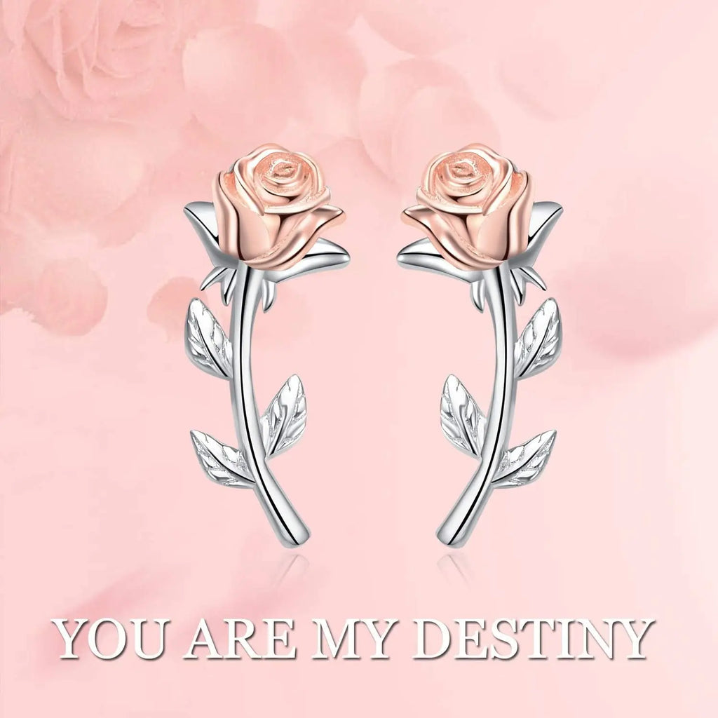 Rose Stud Earrings 925 Sterling Silver 