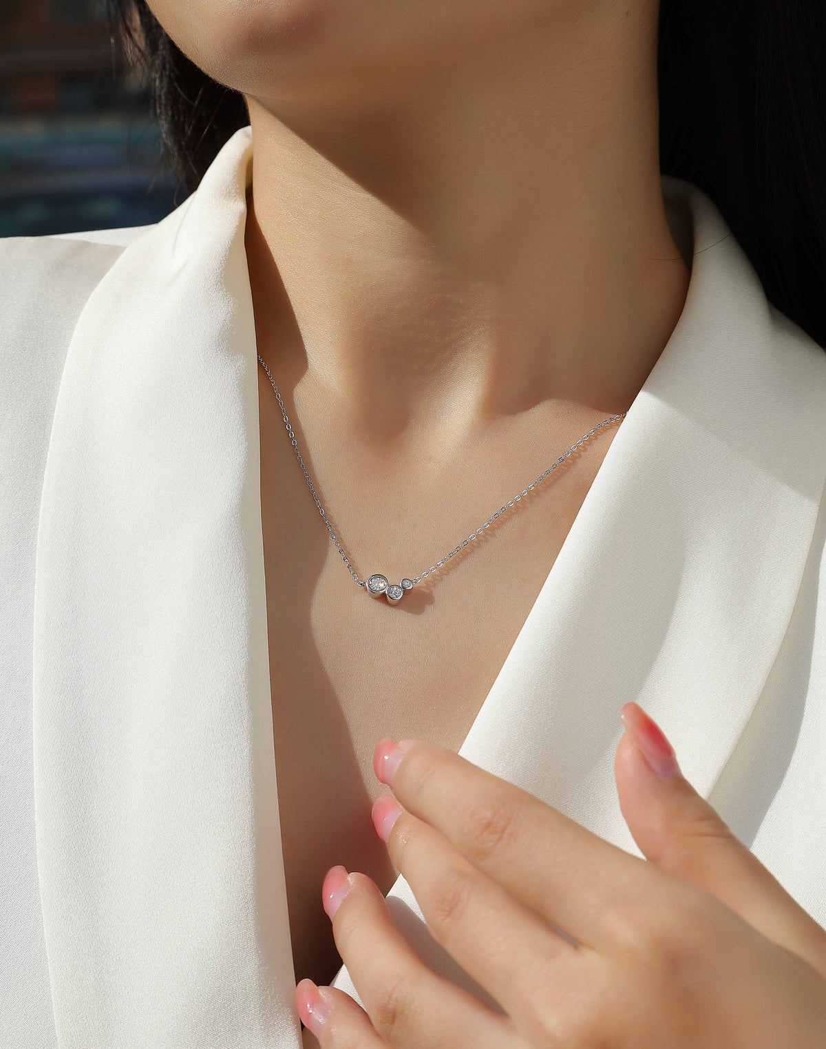 White Dew - Diamond Pendant with Moissanite S925 Sterling Silver 