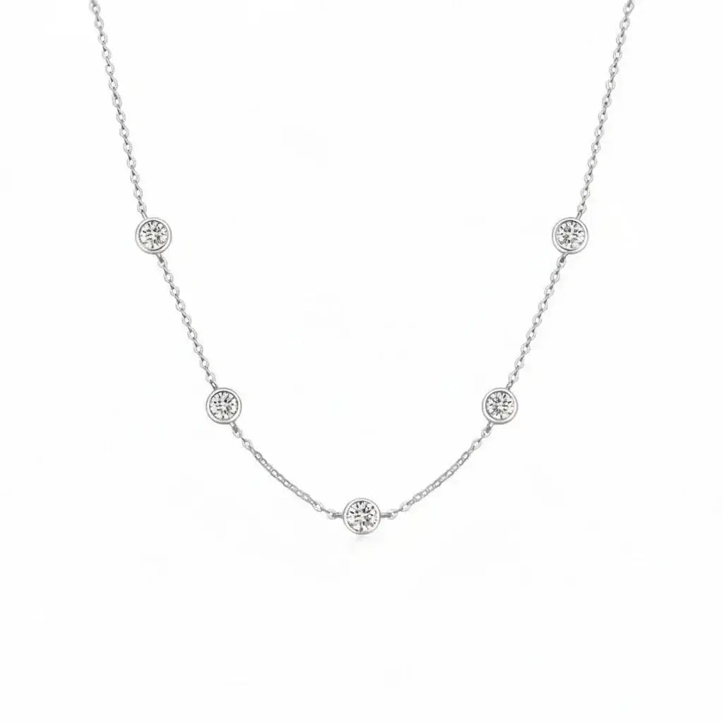 Moissanite Bubble Set Necklace 925 Sterling Silver Moissanite