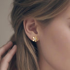 Princess Collection - 12.7 Mm (0.41 Carat/Pair) Cubic Zirconia 22K Gold-Plated Stud Earrings for Sensitive Ears