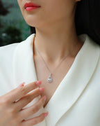 1Heart Charm Diamond Jewelry Piece Set with 1-Carat Moissan Diamond S925 Sterling Silver and Platinum-Plated Pendant