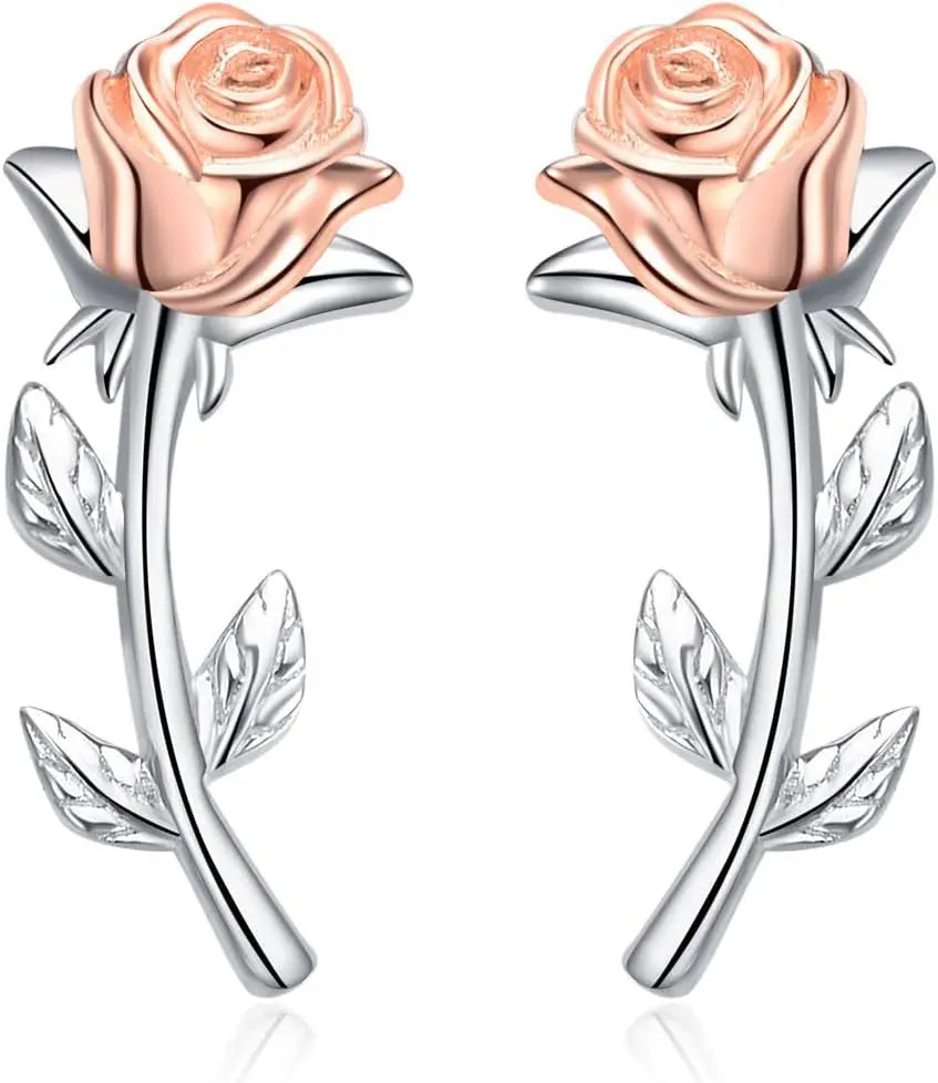 Rose Stud Earrings 925 Sterling Silver 