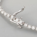Bezel Tennis Bracelet 925 Silver Plated with 14K Gold round Cut Moissanite Gold 