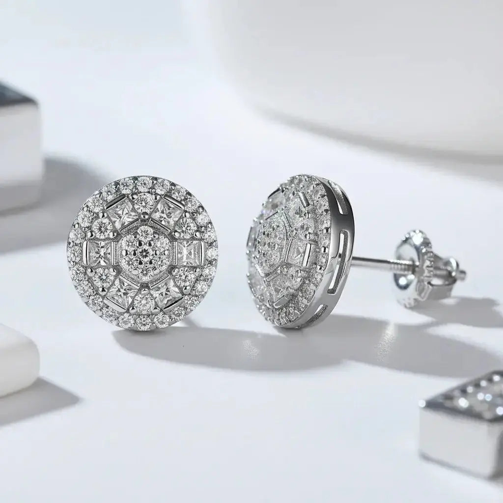 Women'S Sterling Silver Moissanite Stud Earrings 925 Sterling Silver