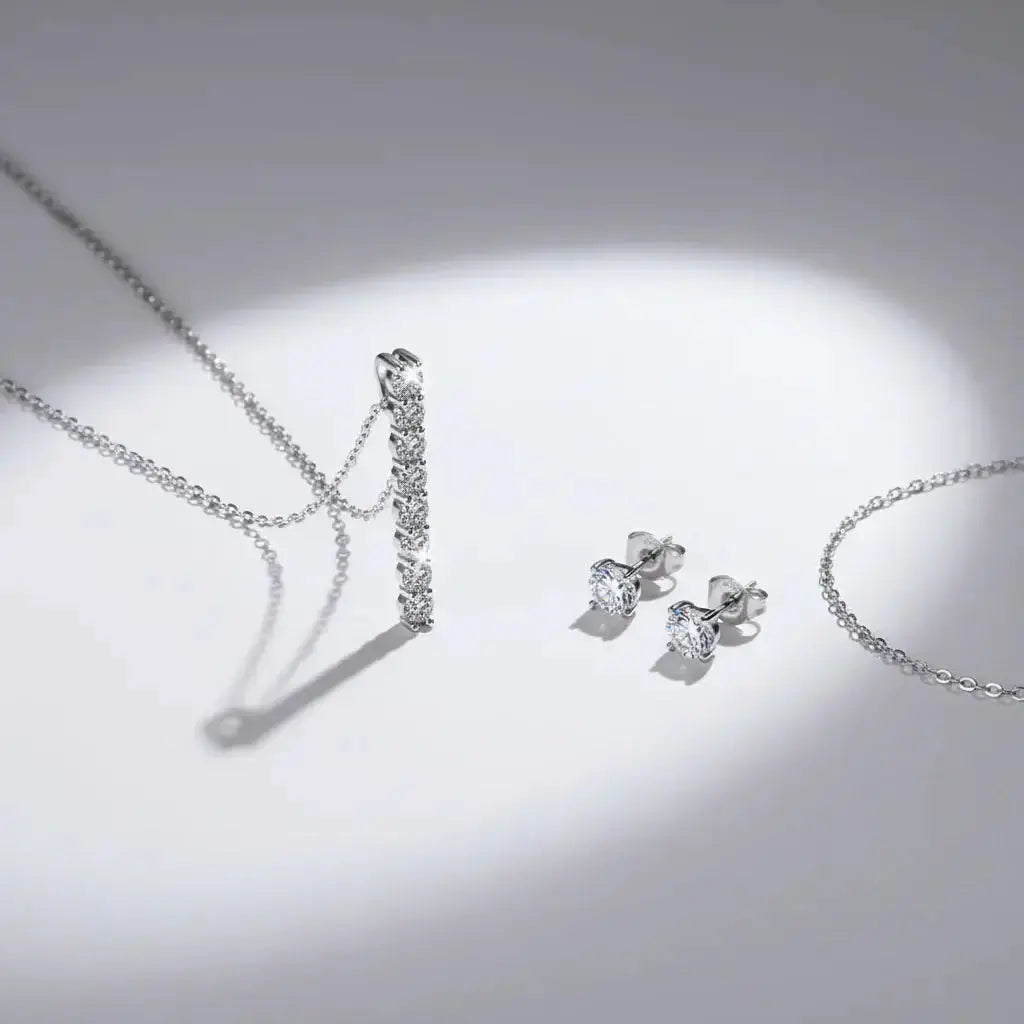 Round Brilliant Cut Moissanite Necklace Clavicle Chain S925