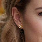 Princess Collection - 12.7 Mm (0.41 Carat/Pair) Cubic Zirconia 22K Gold-Plated Stud Earrings for Sensitive Ears