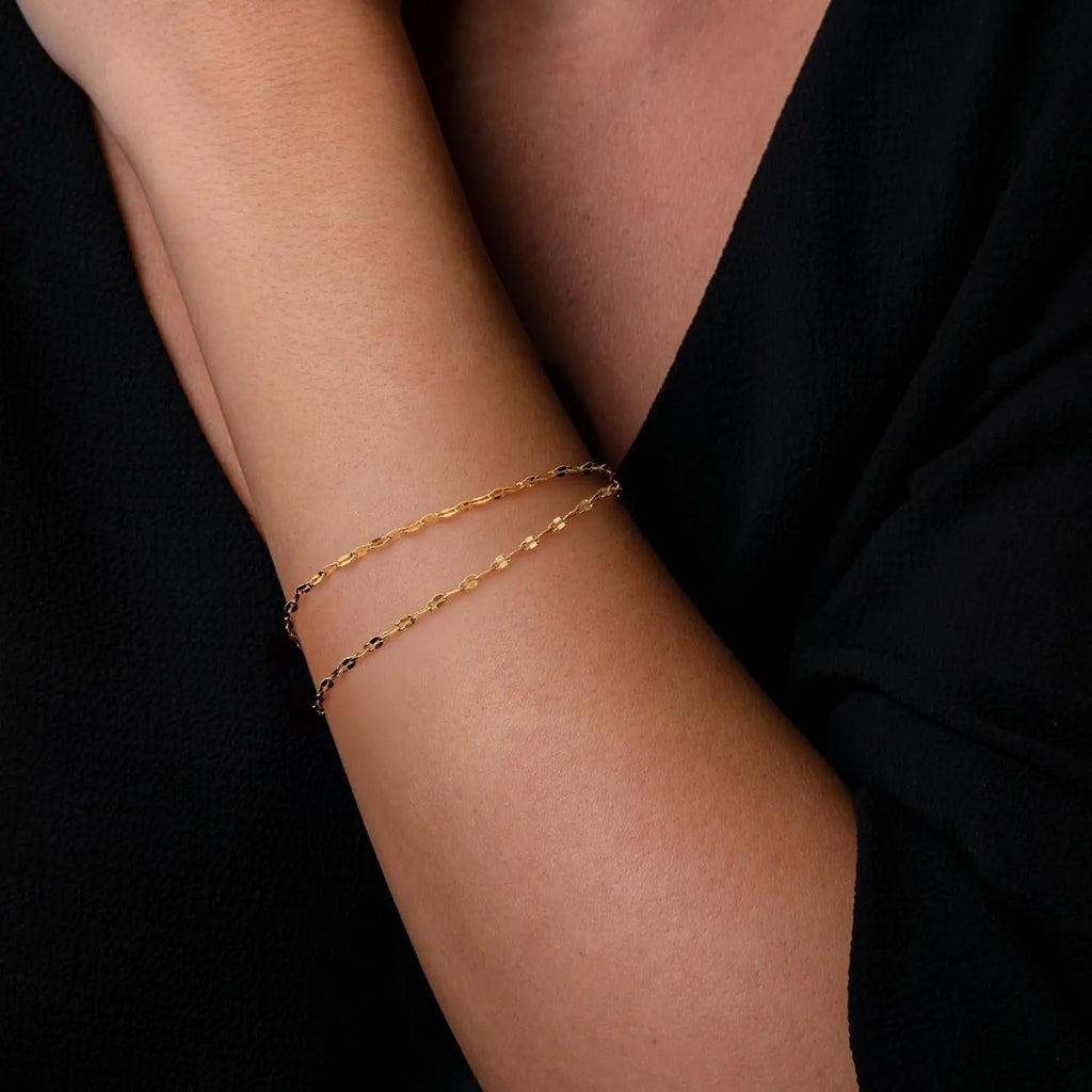 14K Gold Bracelets with Gold Chain 