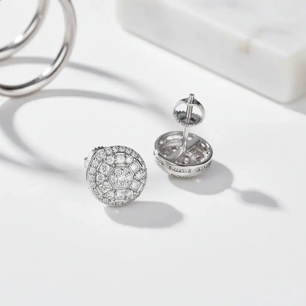 Women'S Sterling Silver Moissanite Stud Earrings 925 Sterling Silver